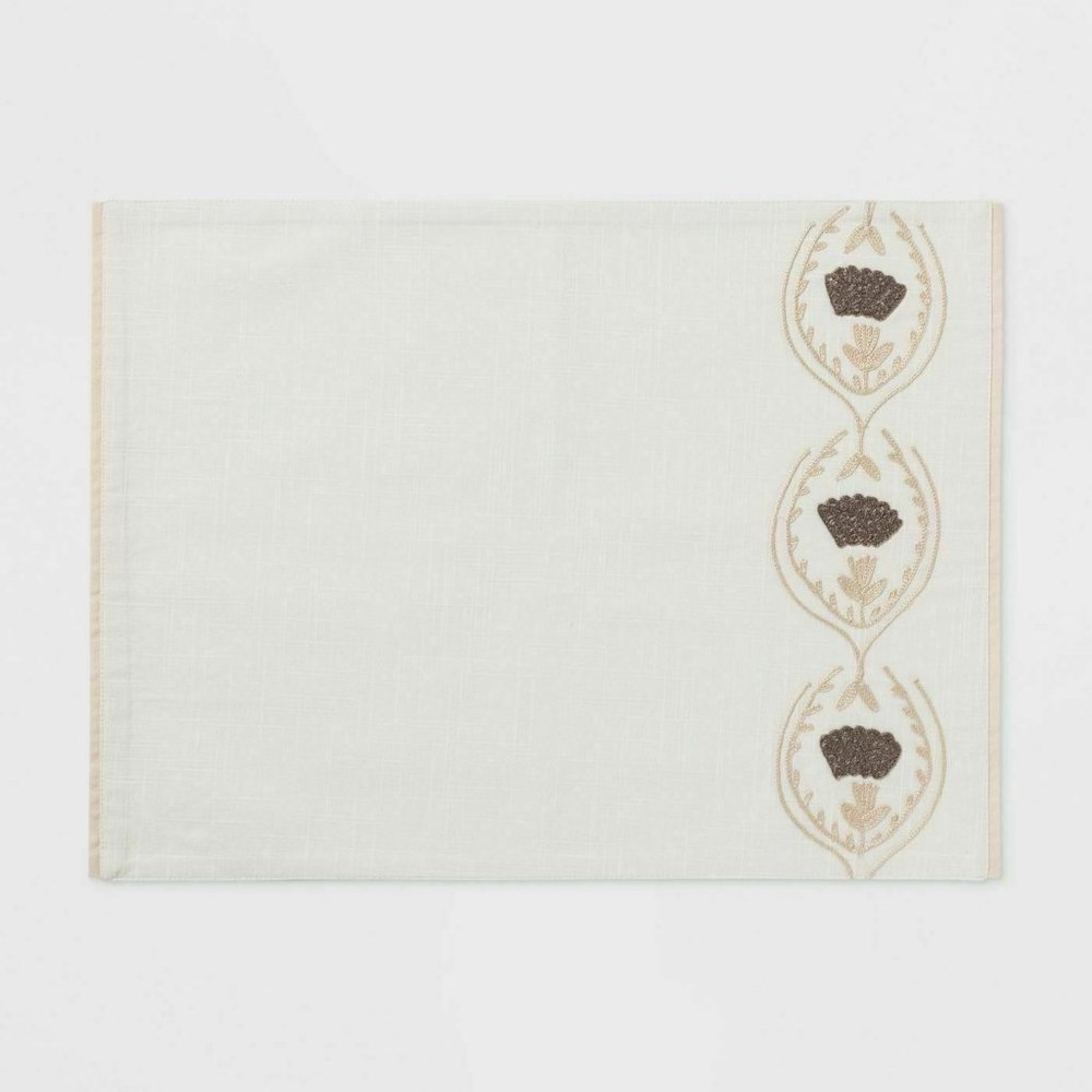 19"x14" Placed Floral Trellis Placemat Sour Cream - Threshold™ set of 4